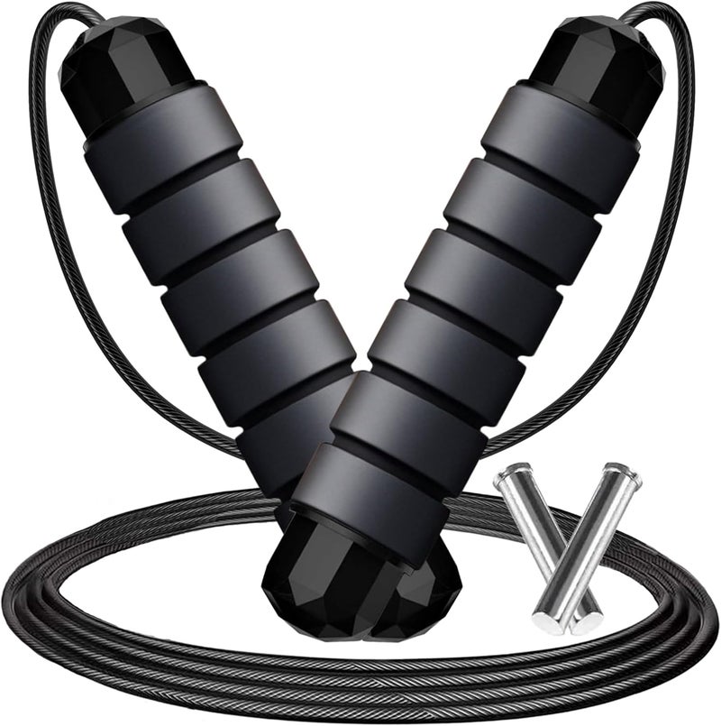 Goonidy Adjustable Weighted Jump Rope, 9ft Long Tangle-Free Rapid Speed Jumprope for Exercise Calisthenics Fitness Jumping Skipping Double Dutch Boxing Crossfit, Workout Stuff for Women Men Kids Adult - Image 1